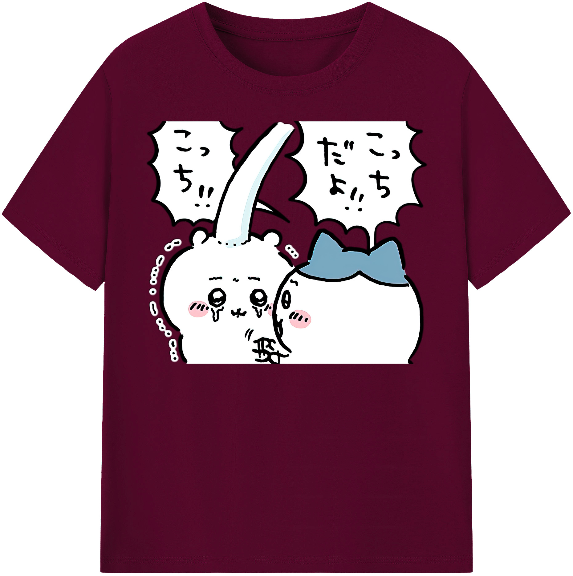 （画像用） ちいかわ ハチワレ Chii-kawa hachiware レディースカジュアルプリントTシャツ（綿100％）